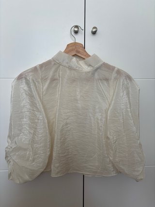 Blusa Zara Satinada Manga Abullonada M