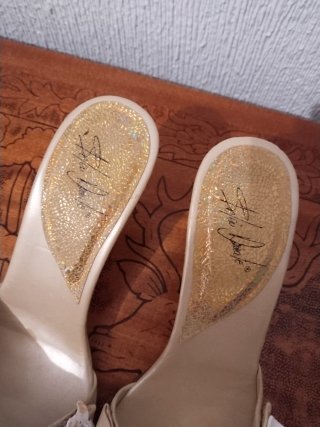 Zapatos de fiesta beige y dorados