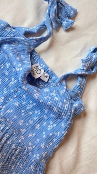 Vestido azul floral niña MO Kids