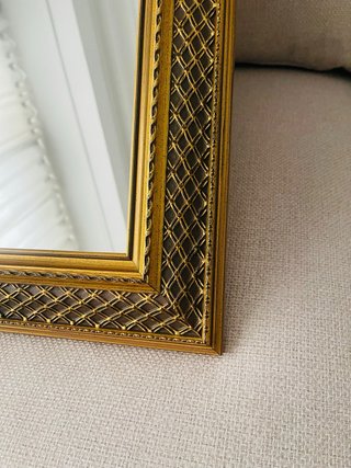 Espejo antiguo dorado octogonal