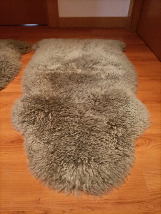 2 Alfombras Lana Oveja Pelo Largo Gris
