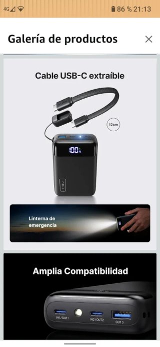 Power Bank INIU 20000mAh 22.5W Nero con ricarica rapida
