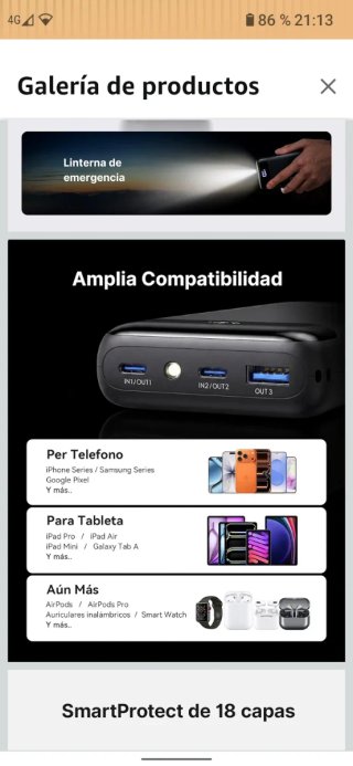 Power Bank INIU 20000mAh 22.5W Nero con ricarica rapida