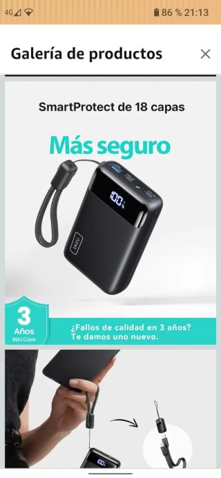 Power Bank INIU 20000mAh 22.5W Nero con ricarica rapida