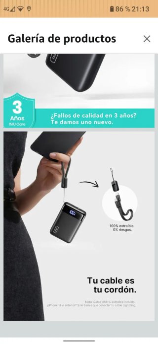 Power Bank INIU 20000mAh 22.5W Nero con ricarica rapida