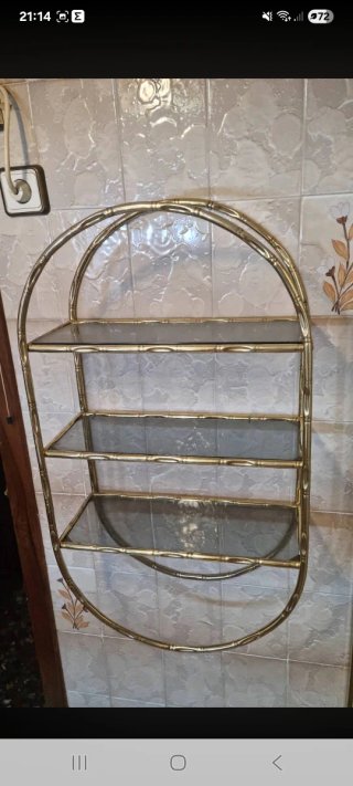 Estantería baño cristal y metal dorada