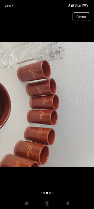 Juego 16 piezas barro + 11 vasos chupito