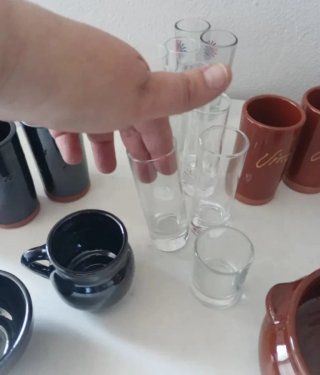 Juego 16 piezas barro + 11 vasos chupito