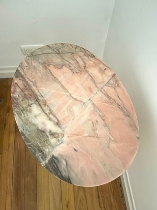 Mesita auxiliar antigua mármol y madera