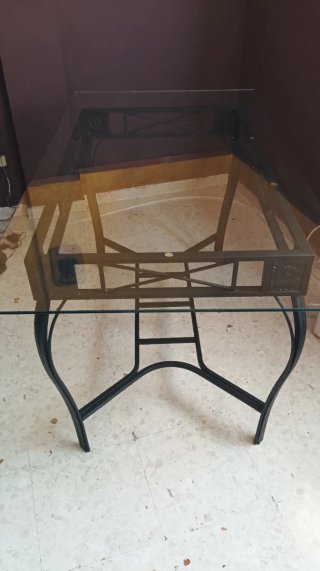 Mesa cristal y metal interior/exterior