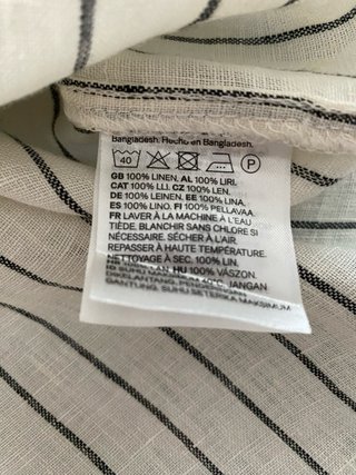 Camicia H&M Lino Righe Bianche/Nere Taglia L