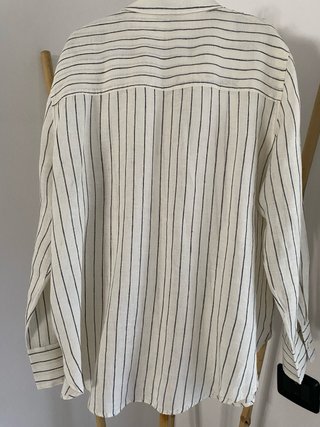 Camicia H&M Lino Righe Bianche/Nere Taglia L