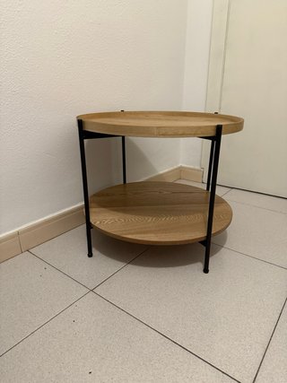 Mesita de noche redonda madera y metal