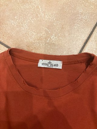 T-Shirt Stone Island Arancione effetto Vissuto