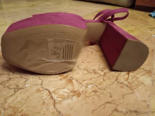 Zapatos tacón plataforma ante fucsia