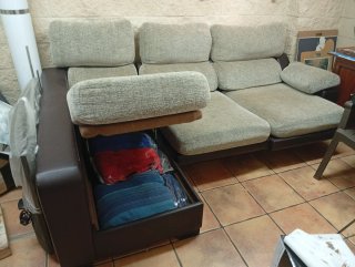 Chaiselongue tela y piel
