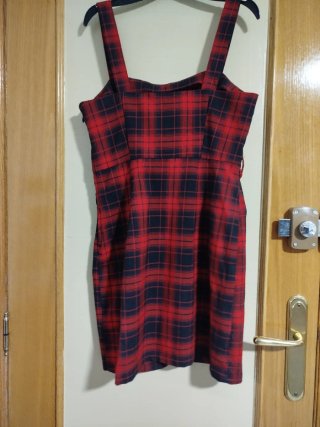 Vestido cuadros rojo y negro