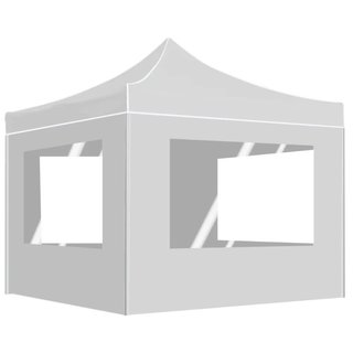 Gazebo Bianco Pieghevole in Tessuto Oxford con Pareti