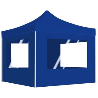 Gazebo Blu Professionale Pieghevole Alluminio con Pareti