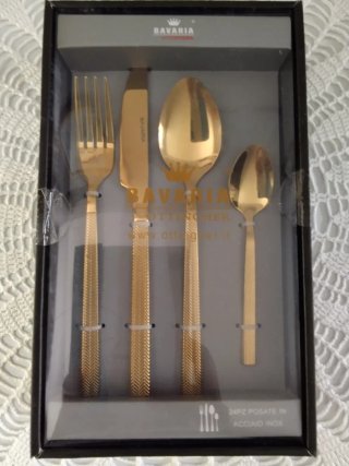 Servizio posate acciaio inox Bavaria oro 24 Pezzi
