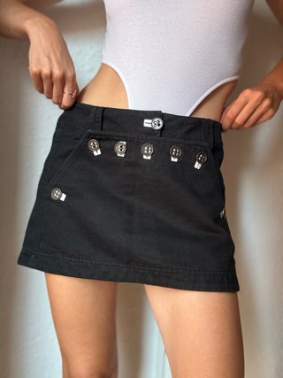 Falda Mini Just Cavalli Y2K Negra Algodón