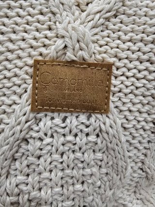 Borsa mare con cartellino beige e marrone