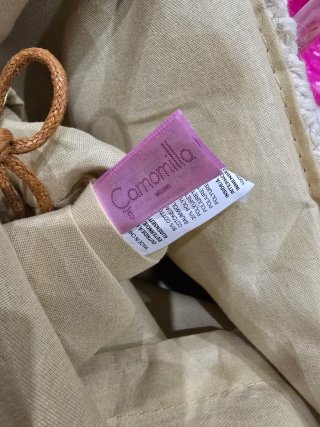 Borsa mare con cartellino beige e marrone