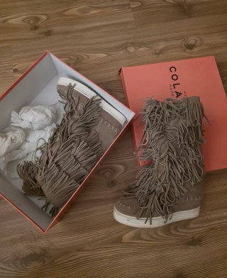 Stivali Colave con frange beige
