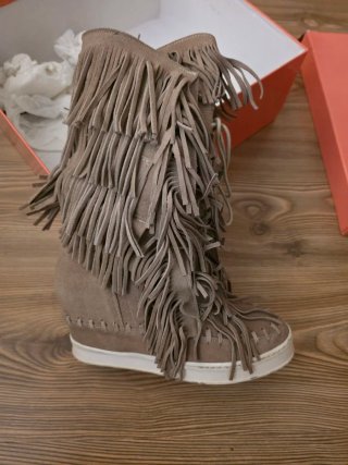 Stivali Colave con frange beige