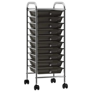 Carrello Portaoggetti Mobile con 10 Cassetti in Plastica
