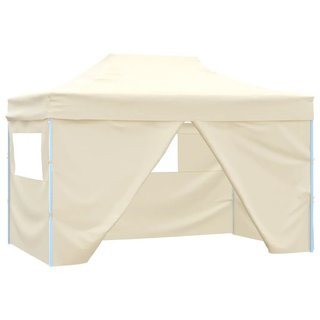 Gazebo Professionale Crema Pieghevole con 4 Pareti Acciaio