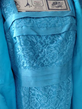 Traje ceremonia madrina azul verdoso