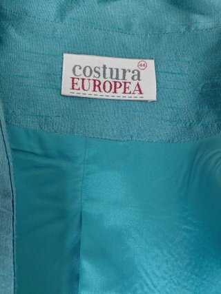 Traje ceremonia madrina azul verdoso