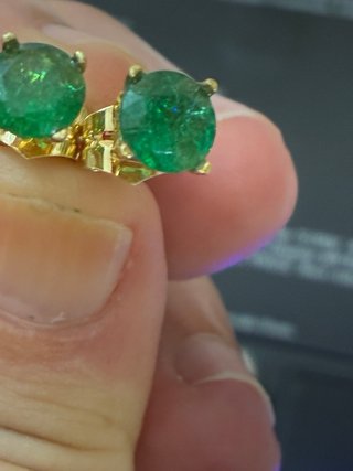 Pendientes Oro 18k Esmeraldas Colombianas DGL