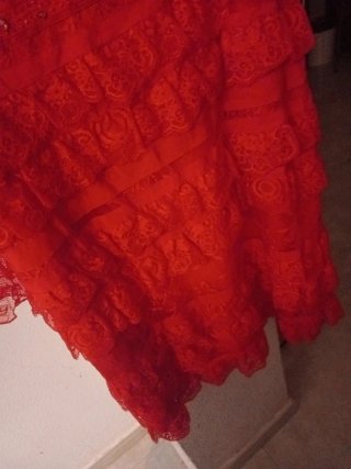 Vestido fiesta rojo encaje talla 46