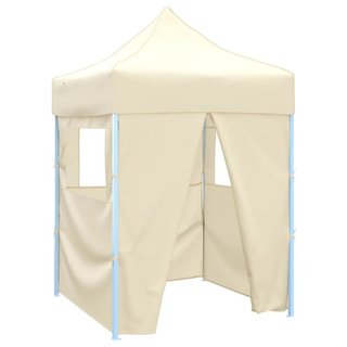 Gazebo Professionale Crema Pieghevole con 4 Pareti Acciaio