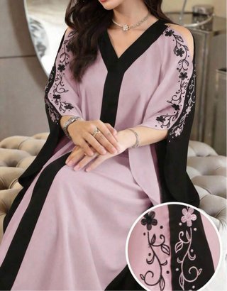 Vestido Abaya mujer negro y rosa