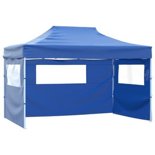 Gazebo Professionale Blu Design Pieghevole con 3 Pareti