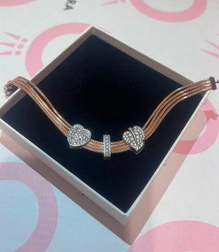 Pulsera Pandora Reflexions Oro Rosa Multicadena