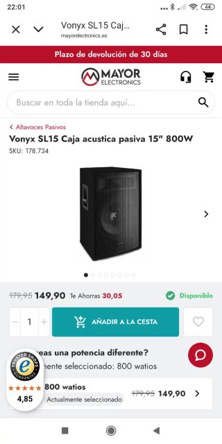 Altavoz 15" Pasivo Vonyx SL15