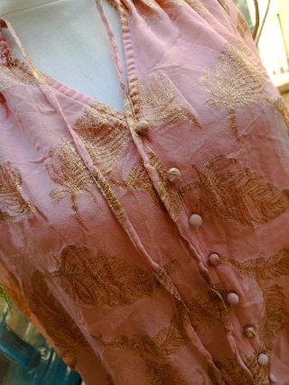 Blusa Boho Rosa y Dorada Talla 44