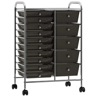 Carrello Portaoggetti XXL con 15 Cassetti in Plastica Cromo