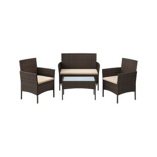 Set di Mobili da Giardino in Polyrattan · Vetro