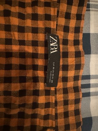 Falda Zara cuadros naranja y negra