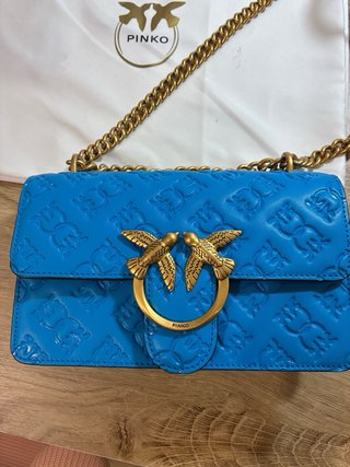 Borsa Pinko Blu con Dettagli Dorati