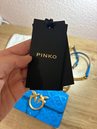 Borsa Pinko Blu con Dettagli Dorati
