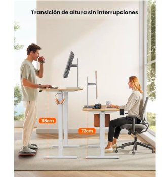 Mesa escritorio elevable madera y metal