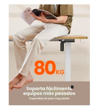 Mesa escritorio elevable madera y metal