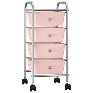 Carrello Portaoggetti Mobile con 4 Cassetti Rimovibili Rosa