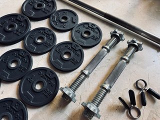 Kit Mancuernas 20kg + Barra 6kg